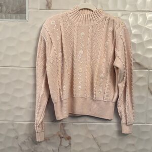 Pink Liz Claiborne Cable Knit Sweater